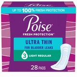 Poise Ultra Thin Incontinence Pads Light Absorbency, thumbnail image 1 of 7
