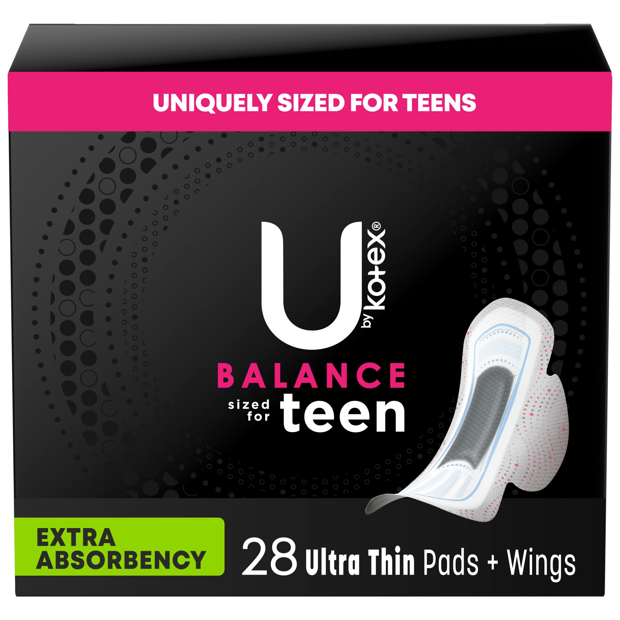 U by Kotex Ultra Thin Teen Pads with Wings, 34 Count 