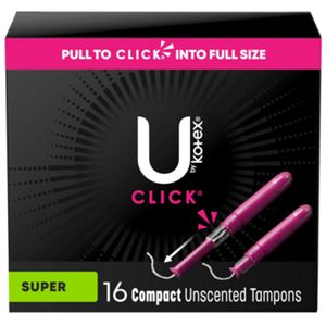 U By Kotex Click Compact Tampons, Super Absorbency, Unscented, 16 Count - 16 Ct , CVS