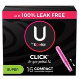 U by Kotex Click Compact Tampons, Unscented, Super, thumbnail image 1 of 8