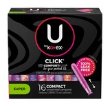 U by Kotex Click Compact Tampons, Unscented, Super, thumbnail image 2 of 8