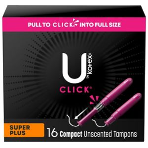 U By Kotex Click Compact Tampons, Super Plus Absorbency, Unscented, 16 Count - 16 Ct , CVS