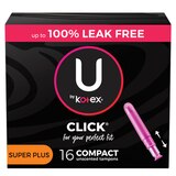 U by Kotex Click Compact Tampons, Unscented, Super Plus, thumbnail image 1 of 8