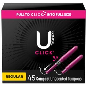  U by Kotex Click Compact Tampons, Regular Absorbency, Unscented, 45 Count 