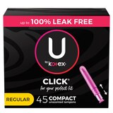 U by Kotex Click Compact Tampons, Unscented, Regular, thumbnail image 1 of 8