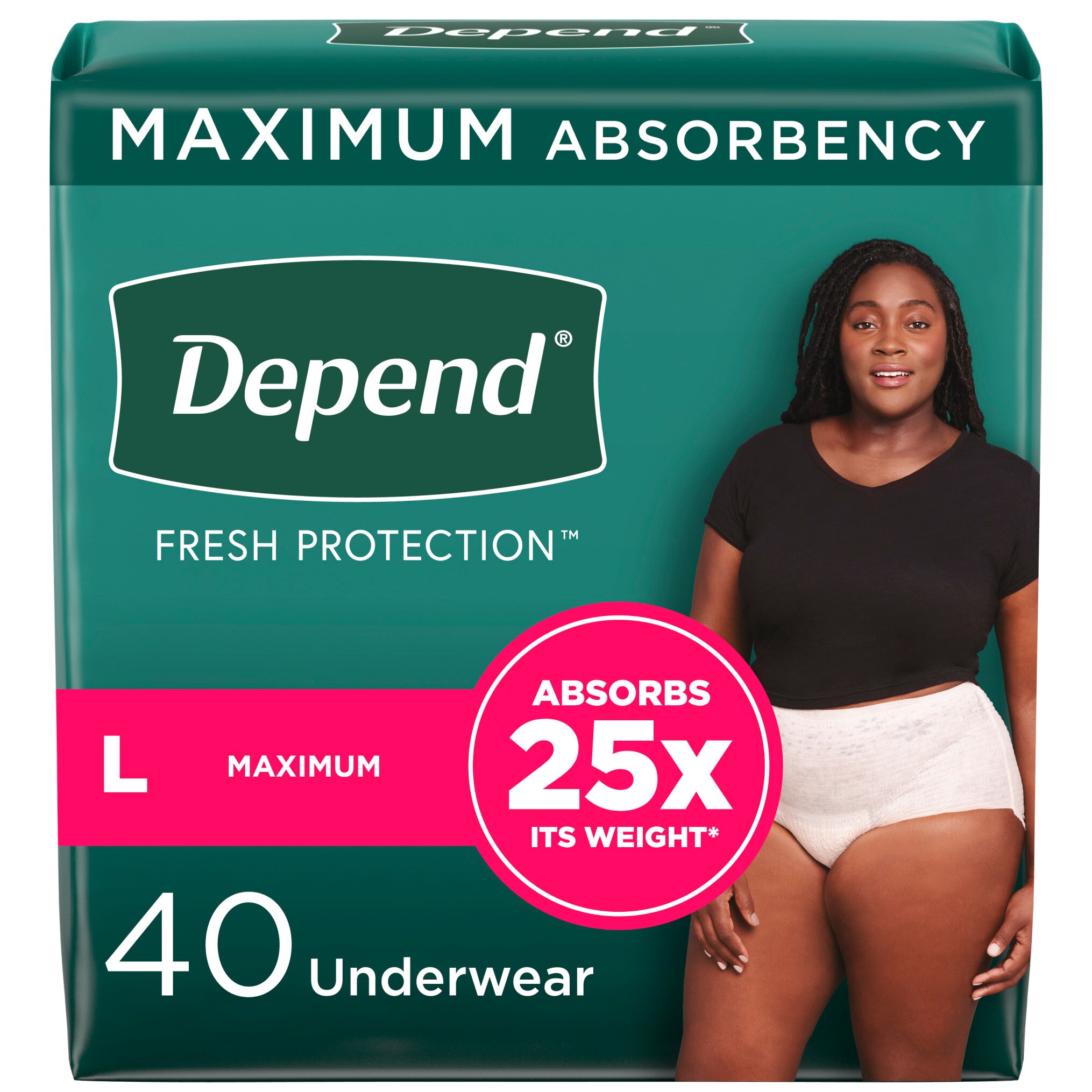 Depend FIT-FLEX Incontinence Underwear For Women, Maximum Absorbency, L, Blush, 40 Ct , CVS