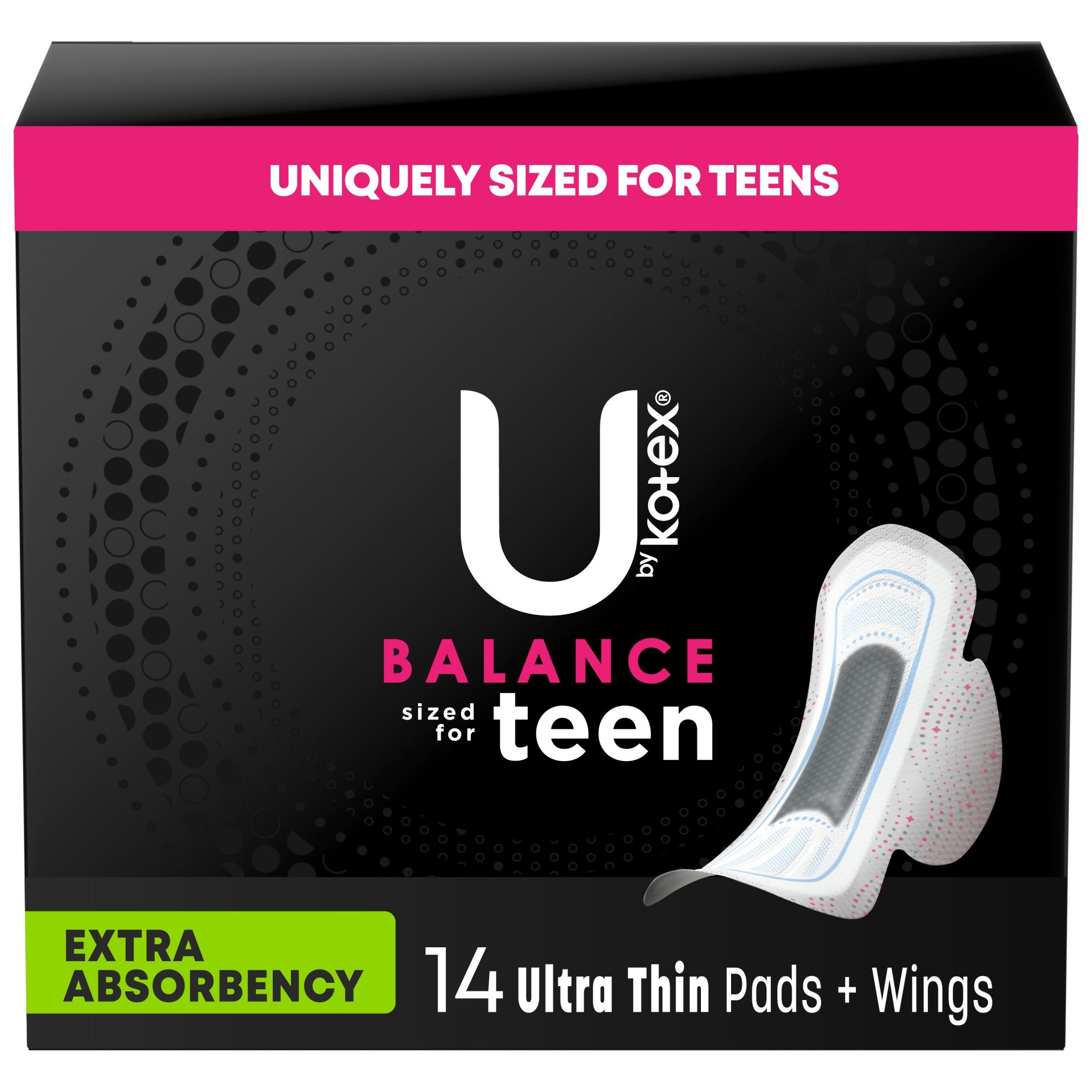 U by Kotex Ultra Thing Teen Pads with Wings, Unscented, Extra Absorbency