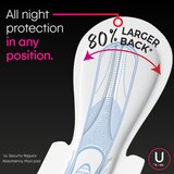 U by Kotex Security Maxi Feminine Pads with Wings, Extra Heavy Overnight Absorbency, Unscented, 12 CT, thumbnail image 4 of 7