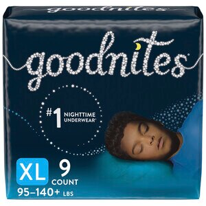 Goodnites Nighttime XL Underwear, 9 CT
