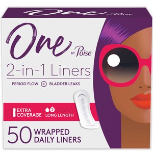 One By Poise Panty Liners, 2-in-1 Daily Liner, Long, Extra Coverage, 50 Ct , CVS