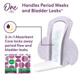 One by Poise Feminine Pads with Wings 2-in-1 Period & Bladder Leakage Pad for Women, thumbnail image 3 of 7
