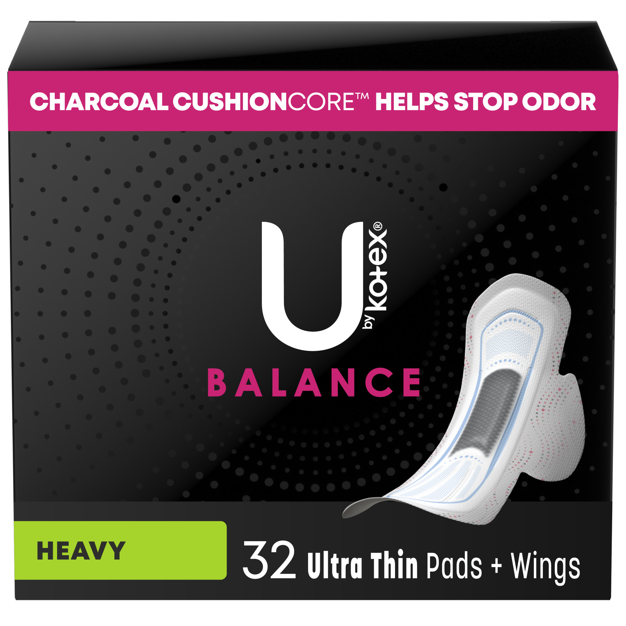 U by Kotex CleanWear Ultra Thin Pads with Wings, Unscented, Heavy