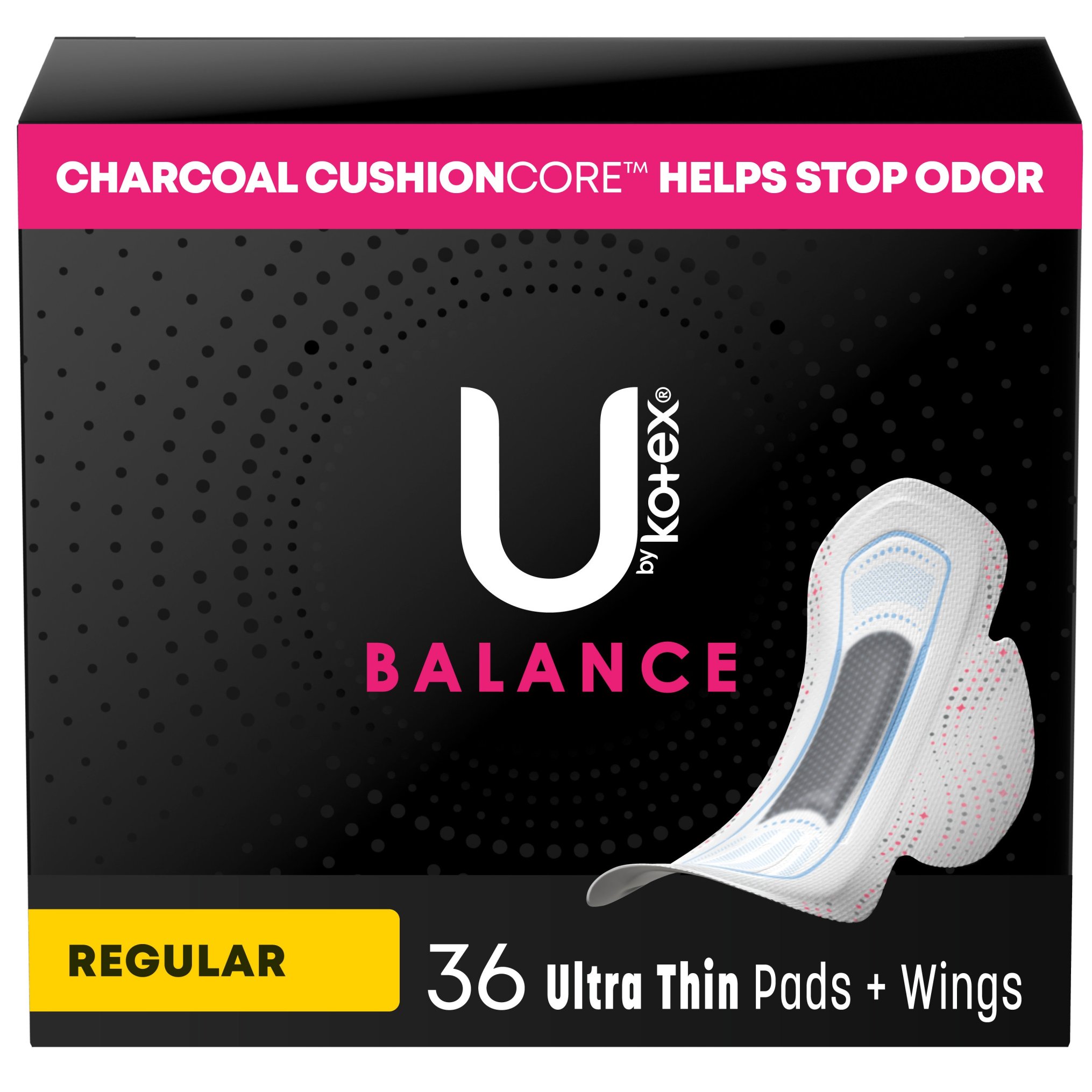 U by Kotex CleanWear Ultra Thin Pads with Wings, Regular, Fragrance Free, 34 Count