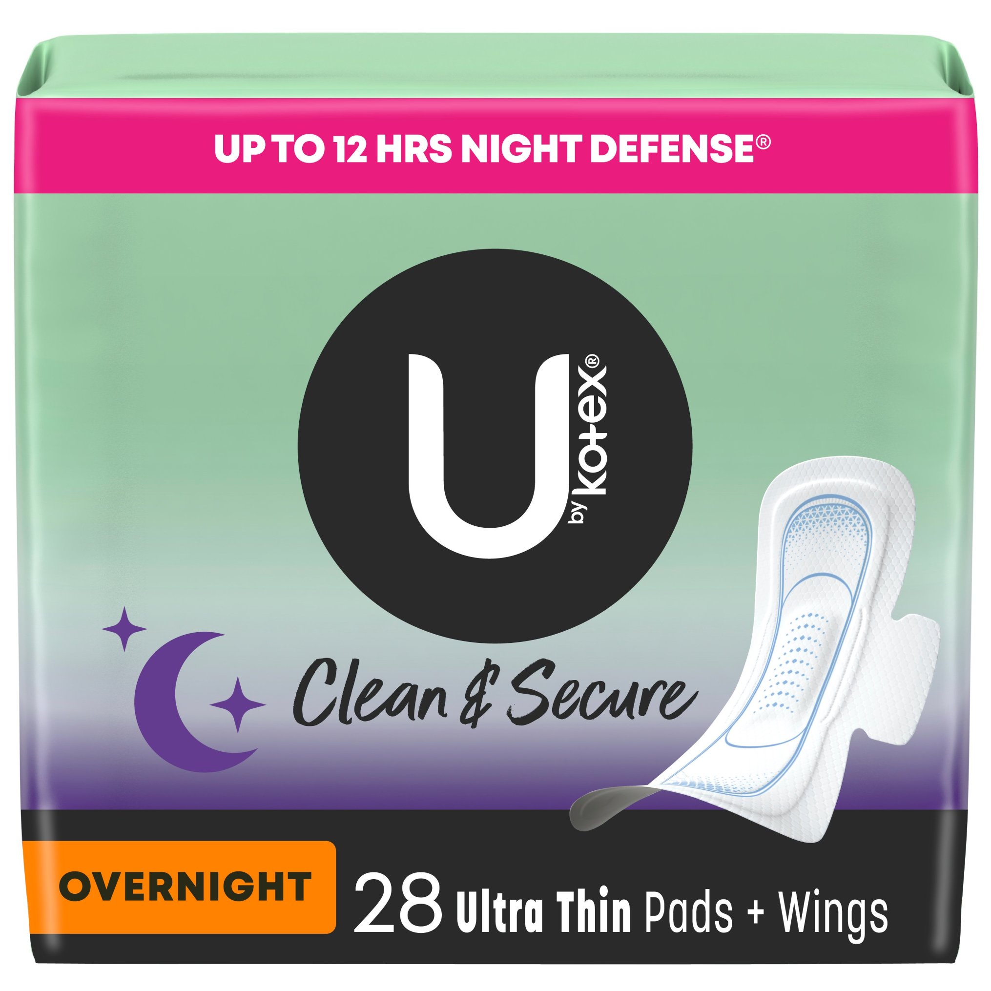 U By Kotex Security Ultra Thin Pads With Wings, Overnight, 28 Ct , CVS