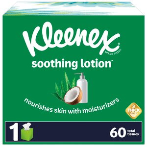 Kleenex Soothing Lotion Facial Tissues With Coconut Oil, Aloe & Vitamin E, 1 Cube Box, 60 Ct , CVS