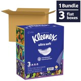 Kleenex Ultra Soft Facial Tissues, 3 Flat Boxes, 120 Tissues per Box, 3-Ply (360 Total Tissues), thumbnail image 3 of 10
