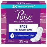 Poise Incontinence Pads Ultra Absorbent Long, 39 CT, thumbnail image 1 of 8