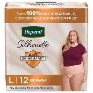 Depend Silhouette Adult Incontinence and Postpartum Underwear for Women Maximum Absorbency, Large