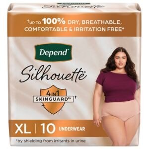 Depend Silhouette Adult Incontinence and Postpartum Underwear for Women  Maximum Absorbency