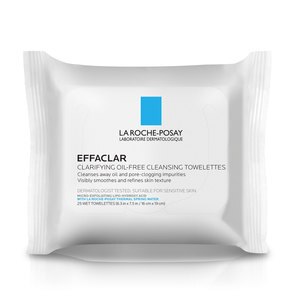 La Roche-Posay Effaclar Clarifying Cleansing Towelettes Face Wipes, 25CT
