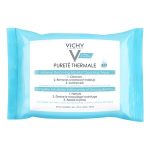 Vichy Laboratories Vichy, Purete Thermale 3-in-1 Micellar Cleansing Wipes, Waterproof Makeup Remover, 25 Ct , CVS