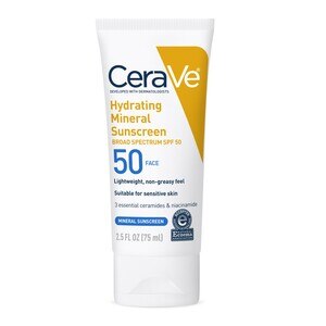 CeraVe Hydrating Sunscreen Lotion, Mineral Face Sunscreen, 2.5 OZ