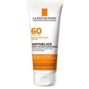 La Roche-Posay Anthelios Sunscreen, Melt-In-Milk SPF 60 for Face and Body Sunscreen Lotion with Oxybenzone & Octinoxate Free