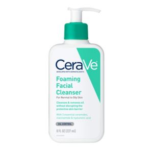 CeraVe Daily Face Wash, Foaming Cleanser for Normal to Oily Skin with Essential Ceramides & Niacinamide, 16 Ounces