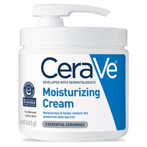 CeraVe Moisturizing Cream with Pump, Face & Body Moisturizer for Dry Skin with Hyaluronic Acid and Ceramides, 16 OZ