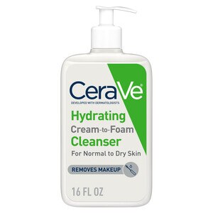 CeraVe Hydrating Cream-to-Foam Facial Cleanser with Hyaluronic Acid, Fragrance Free, 16 OZ
