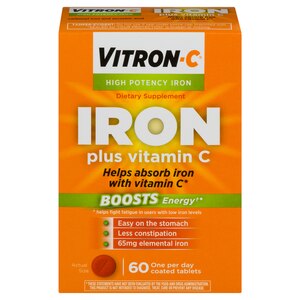 Vitron C High Potency Iron Plus Vitamin C Coated Tablets 60ct