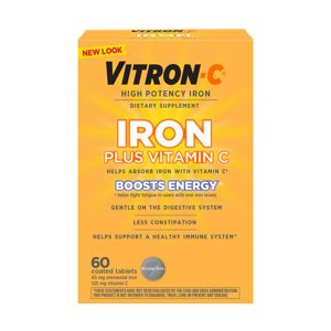 Vitron C High Potency Iron Plus Vitamin C Coated Tablets 60ct