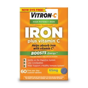 Vitron-C High Potency - Suplemento de hierro con 125 mg de vitamina C, 60 u.
