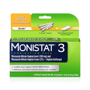 MONISTAT 3-Dose Yeast Infection Treatment, 3 Ovule Inserts & External Itch Cream , CVS