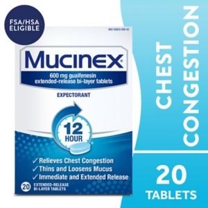 Mucinex 12HR Cough & Chest Congestion Expectorant Relief Tablets, 20 Ct , CVS