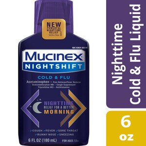 Mucinex Night Shift Liquid Cold & Flu, 6 oz.
