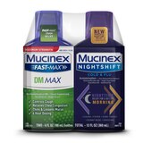 Mucinex Fast-Max DM Max & Nightshift Cold and Flu Combo Pack, 2 6 OZ bottles, thumbnail image 1 of 9