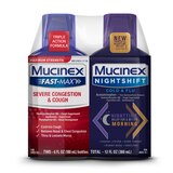 Mucinex Fast-Max Severe Congestion and Cough & Nightshift Cold and Flu Combo Pack, 2 6 OZ bottles, thumbnail image 1 of 9