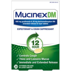 Mucinex DM 12HR Expectorant & Cough Suppressant, 20 Ct , CVS