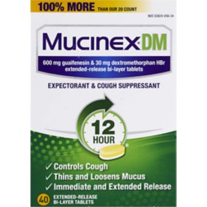 Mucinex DM 12HR Expectorant & Cough Suppressant, 40 Ct , CVS