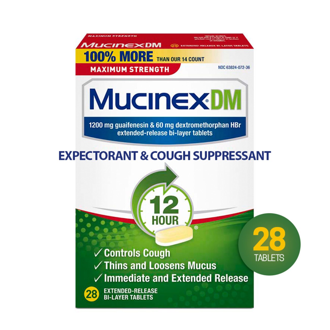 Mucinex DM Maximum Strength 12-Hour Expectorant And Cough Suppressant Tablets, 14 Ct - 28 Ct , CVS