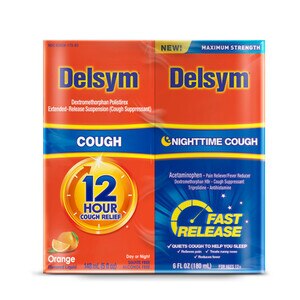 Delsym 12 Hour Cough and Nighttime Fast Release Combo Pack, 11 fl oz Total
