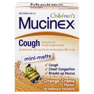 Mucinex Children's Chest Congestion Expectorant and Cough Suppressant Mini-Melts, Orange Cream, 12 CT (Packaging May Vary)