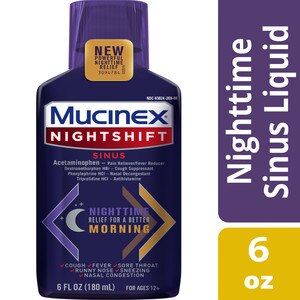  Mucinex Night Shift Sinus Liquid, 6 oz. 