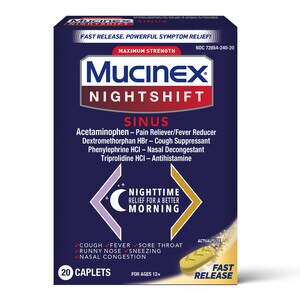 Mucinex Nightshift Sinus Fast Release Caplets, 20 CT