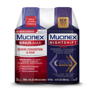  Mucinex Sinus Max Night Shift & Sinus Max Severe Congestion and Pain Combo 