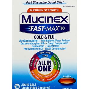 Mucinex Fast-Max Max Strength, Severe Cold Liquid Gels, 16 Ct , CVS