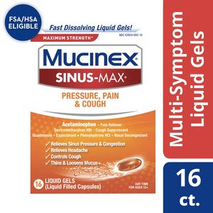Mucinex Sinus-Max Max Strength Pressure, Pain & Cough Liquid Gels, 16 CT