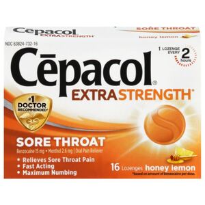 Cepacol Extra Strength - Pastillas para el dolor de garganta, Honey Lemon, 16 u.
