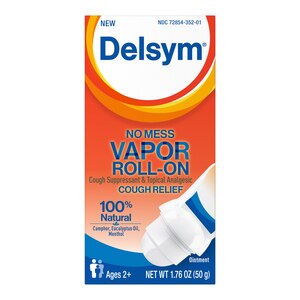 Delsym Chest Rub - No Mess Vapor Roll-On for Cough Relief, 1.76 OZ